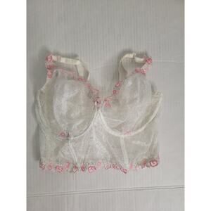Victorias Secret Bralette Bra 40DD Lace Corset Style Bridal Sheer Coquette